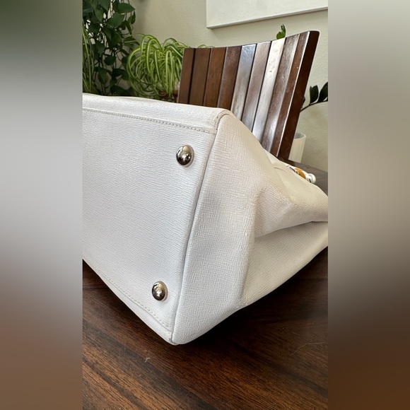 Furla White Leather Satchel with Scarf-Wrapped Handle - Picture 9 of 16